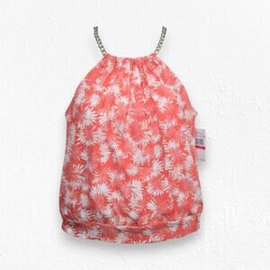 Michael Michael Kors Coral Orange Pink Tropical Tankini Halter Swim Top Size XS